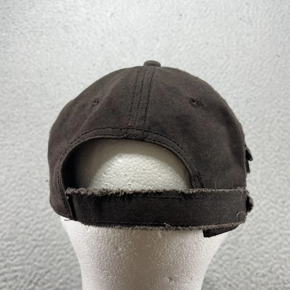 Roxy Hat Cap Strap Back Womens Adjustable Brown Twill Army Logo Zip Pocket
